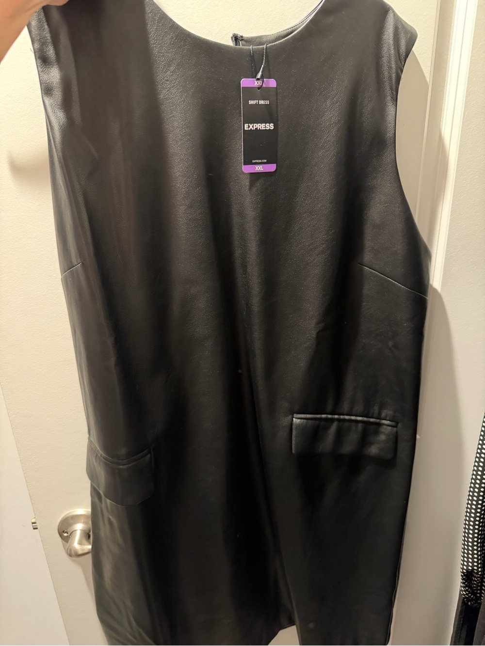Express Black Faux Leather Shift Dress